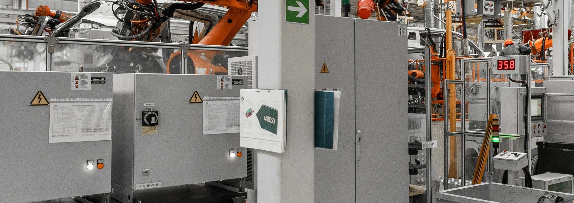 Modern production facility showing factory automation infrastructure